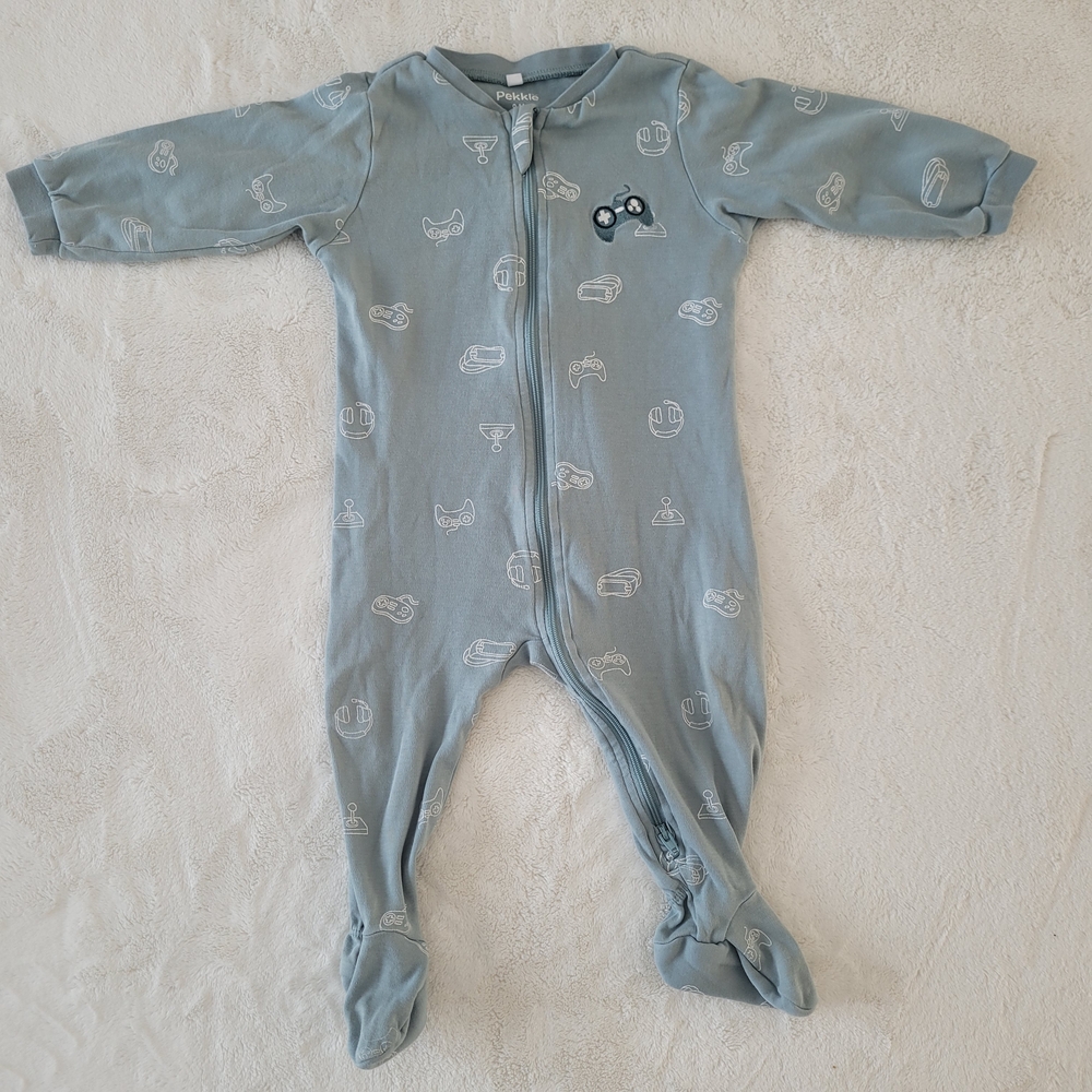 🧸4/20$ Pekkle 9M Pajama Sleeper One Piece Gamer Baby Boy Cotton